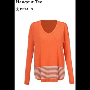 Cabi 4190 Orange Hangout Long Sleeve Tee High Low Top Tunic Style Size XL